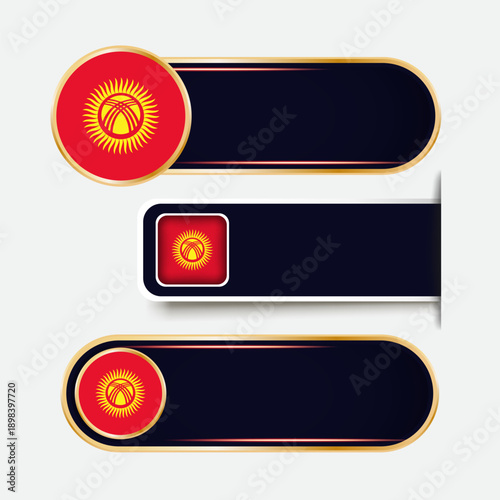 Shiny Kyrgyzstan Flag Banners Set