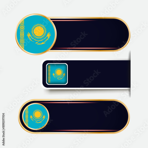 Shiny Kazakhstan Flag Banners Set