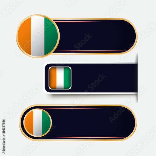 Shiny Ivory Coast Flag Banners Set
