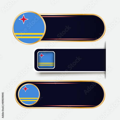Shiny Aruba Flag Banners Set