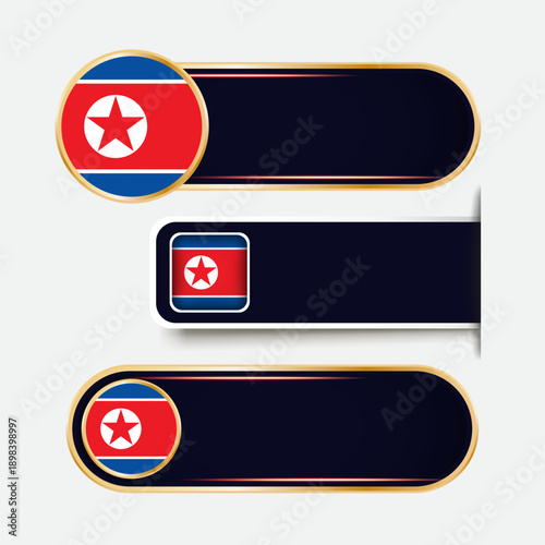 Shiny North Korea Flag Banners Set