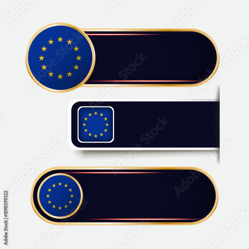 Shiny European Union Flag Banners Set