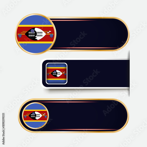 Shiny Eswatini Flag Banners Set