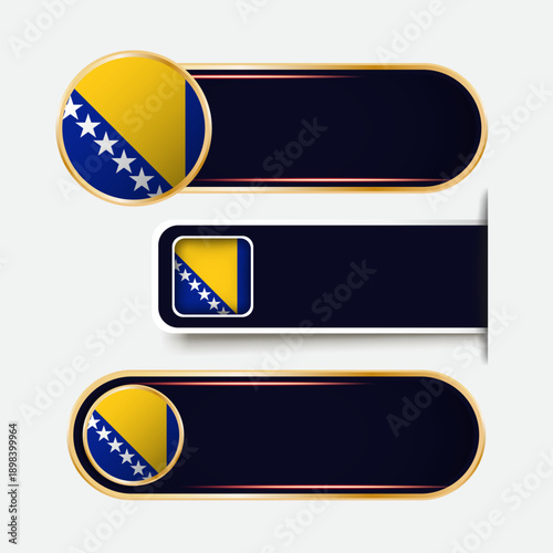 Shiny Bosnia and Herzegovina Flag Banners Set