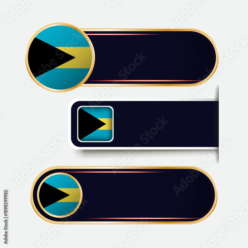 Shiny Bahamas Flag Banners Set