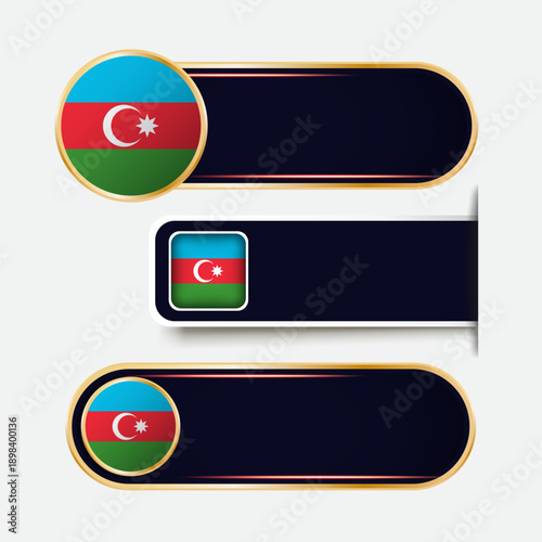 Shiny Azerbaijan Flag Banners Set