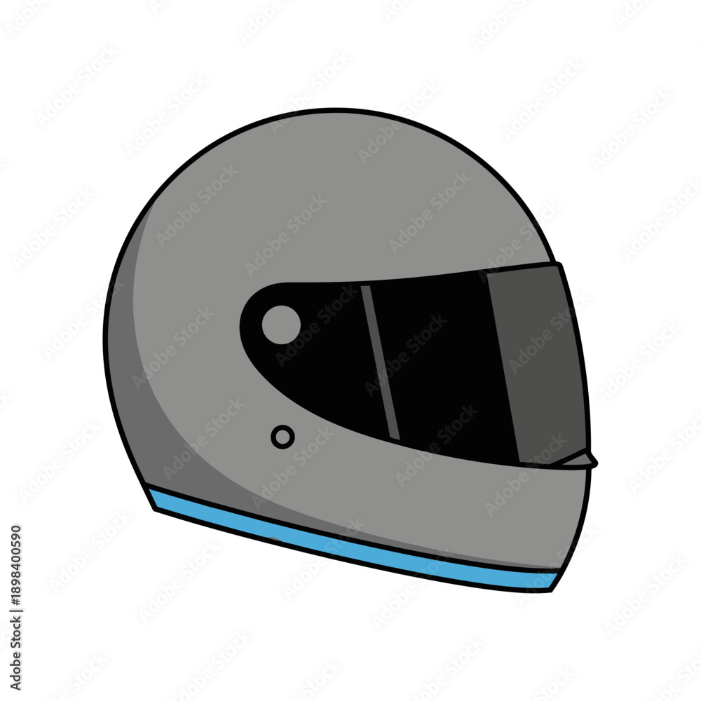 Fototapeta premium Gray racing helmet with black visor on white background, safety gear