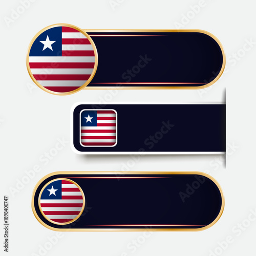 Shiny Liberia Flag Banners Set