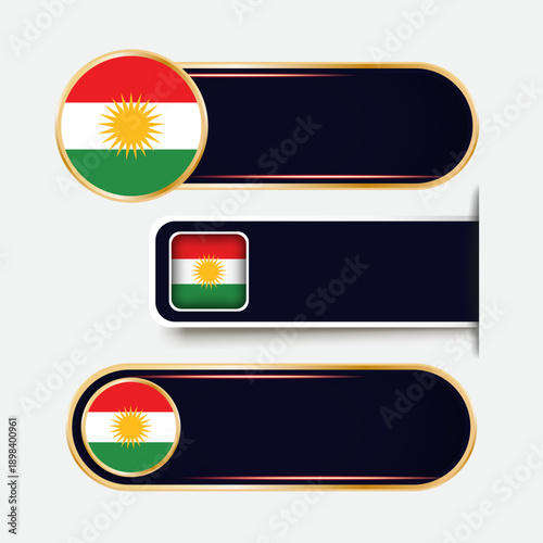 Shiny Iraqi Kurdistan Flag Banners Set