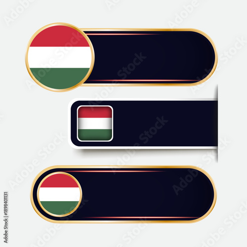 Shiny Hungary Flag Banners Set