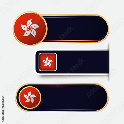 Shiny Hong Kong Flag Banners Set