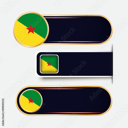 Shiny French Guiana Flag Banners Set