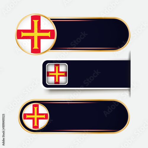 Shiny Guernsey Flag Banners Set
