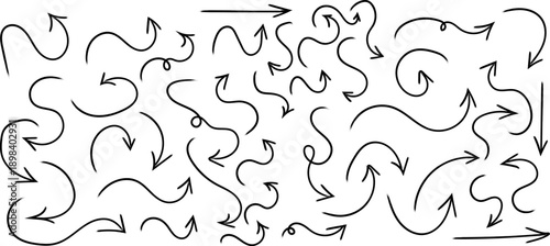 A chaotic illustration depicts numerous black curved arrows in swirling patterns suggesting movement and complex systems high quality professional detailed modern elegant stylish
