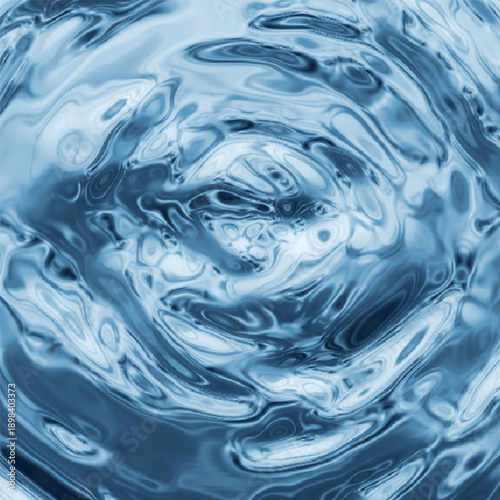 Water surface with ripples and circular waves natural patterns. Clear blue liquid texture with light reflections for summer backgrounds and aqua concepts, top view. Vector realistic illustration