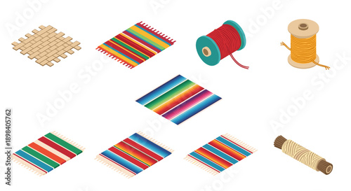 Isometric yarn and vibrant weaving patterns collection
