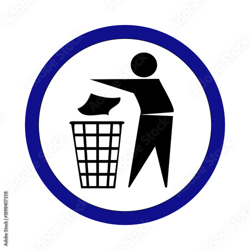 Person disposing garbage icon isolated on transparent background