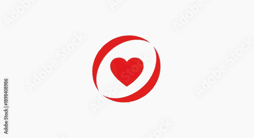 Red heart symbol with swirling lines on white background for love and care concepts