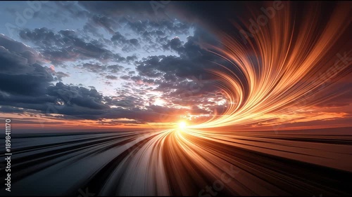 Wallpaper Mural Vibrant sunset over the ocean with dynamic clouds and a dramatic sky Torontodigital.ca