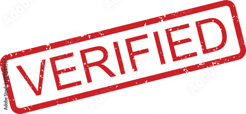 Red grunge stamp with the word VERIFIED diagonally displayed on a clean white background