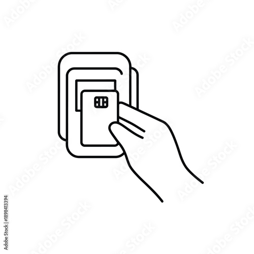 A hand presenting a memory card to a card reader slot