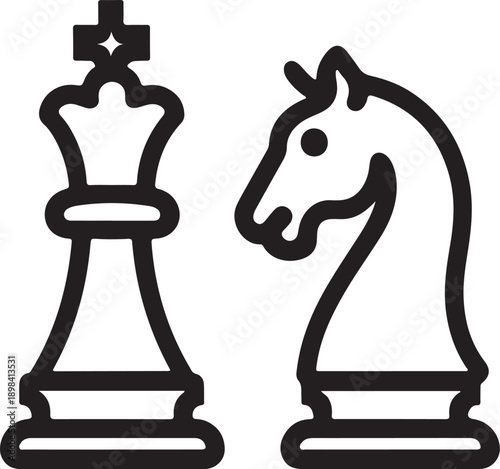 Minimal silhouette style vector chess strategy logo design featuring clean black shapes, smart symbolic forms, simple line art, modern minimalist concept ideal for chess clubs, gaming brands, strategy