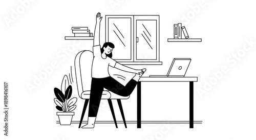 Man Working on Laptop at Desk.