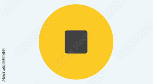 Minimalist stop button icon in a vibrant yellow circle.