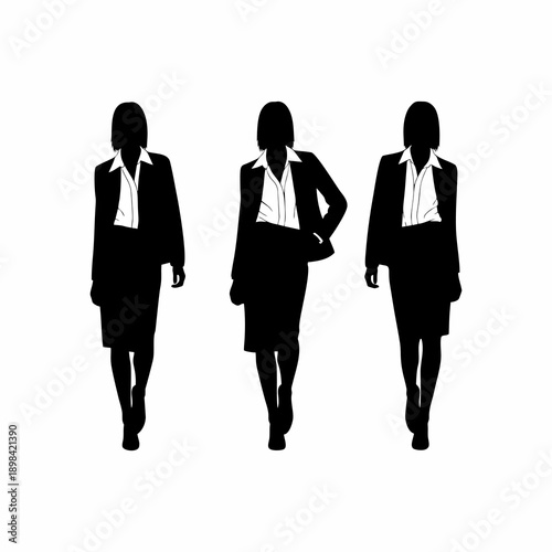 vector silhouette of career woman model with white background
