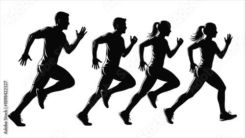 Peak Performance A Comprehensive Illustration Set of Running Athletes