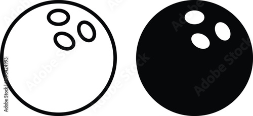 Bowling Ball Vector Icons in Outline and Solid Styles