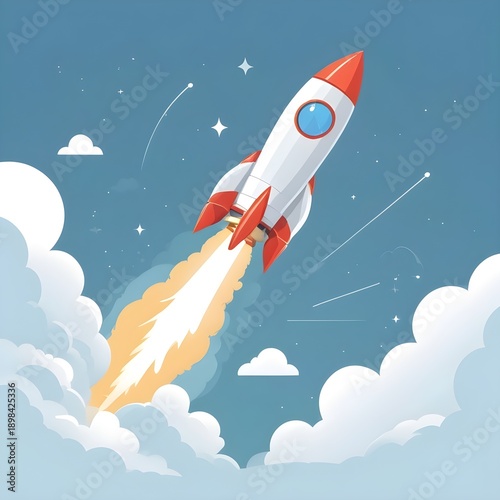Career Growth Rocket Achievement Illustration