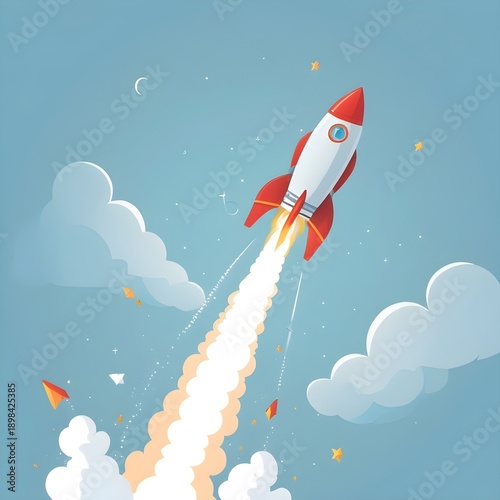 Financial Success Rocket Illustration Isolated