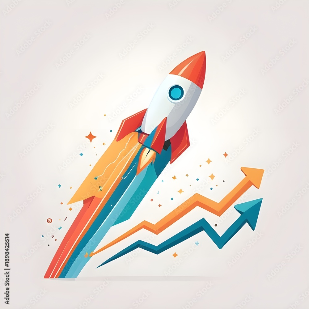 Naklejka premium Startup Rocket Launch Business Illustration Isolated