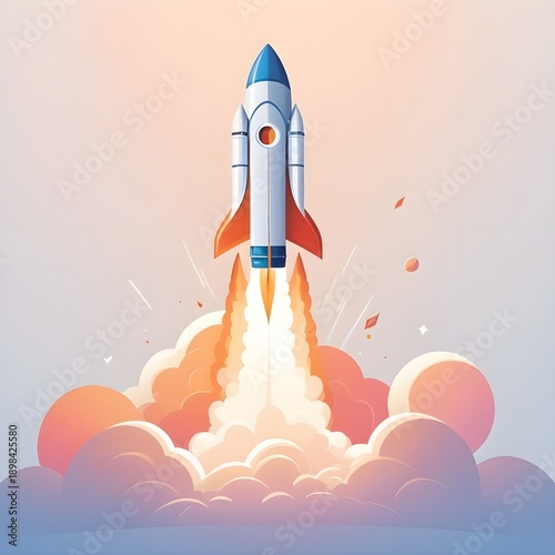 Financial Success Rocket Illustration Isolated