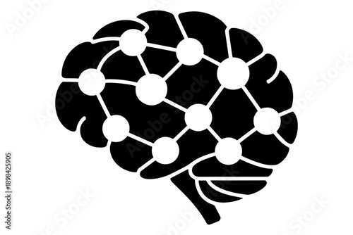black and white abstract depiction of the human brain representing the complex network of thoughts, knowledge, and potential 