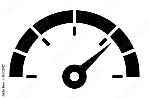 speedometer icon symbolizing velocity and performance, featuring a clear dial and prominent needle