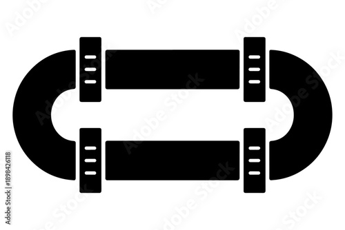 minimalist illustration of interconnected pipes or a section of pipeline in a seamless design, symbolizing connectivity and technological advancement
