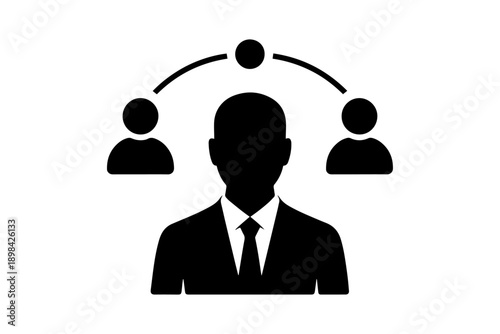 silhouette depiction of a leader connects to the team, a concept of leadership, guidance, and collaboration in a minimalist style