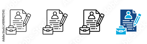 Job Application Icon Different Style Outline Collection Set Vector Illustration
