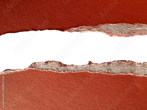 Tableau sur toile A torn red fabric revealing a stark white background underneath