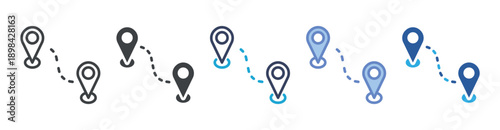 Route icon set multiple style collection