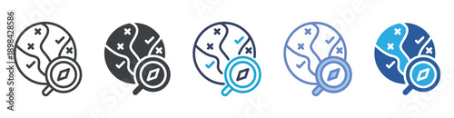 Exploration icon set multiple style collection