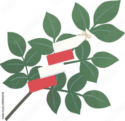 神社の玉串　神道の結婚式で使われる供え物のベクターイラスト / Tamagushi Shinto ritual vector