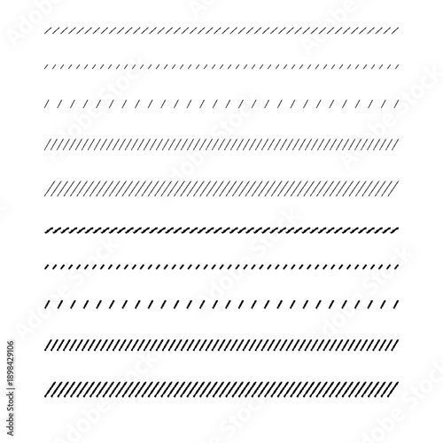 手書きのかわいい斜めの線のセット　スラッシュのライン