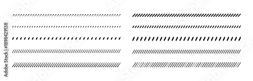 手書きのかわいい斜めの線のセット　スラッシュのライン