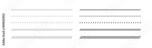 手書きのかわいい斜めの線のセット　スラッシュのライン