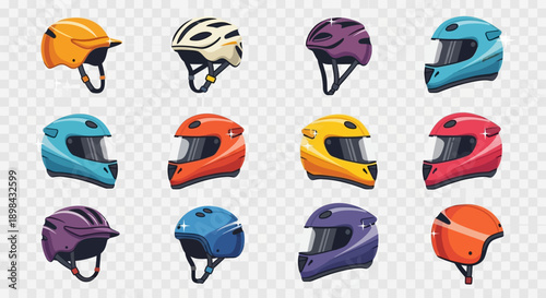 Collection of Various Colored Bicycle Helmets.
