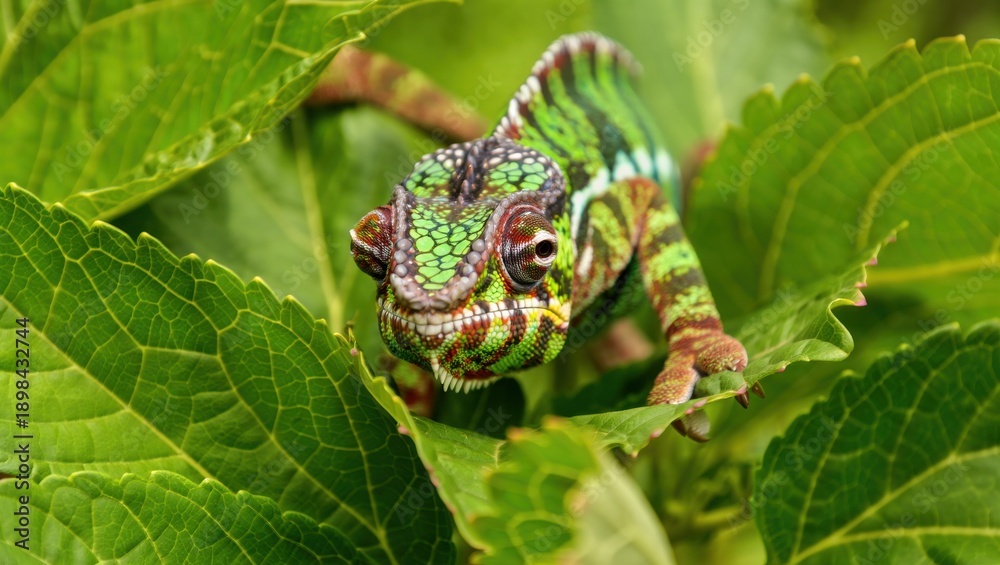 Obraz premium Chameleon in Lush Greenery