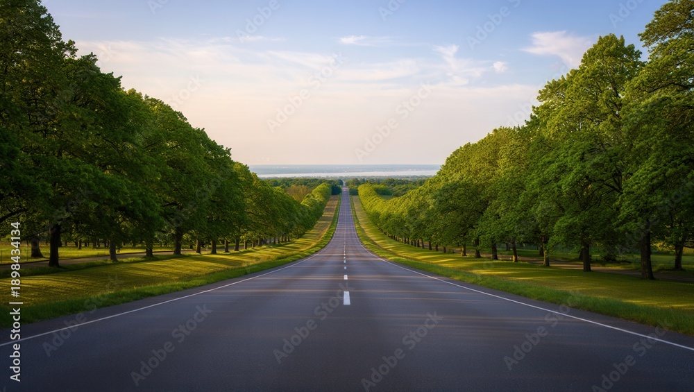 Fototapeta premium Scenic Road Through Lush Trees